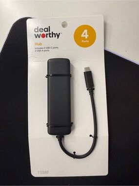 Deal Worthy 4-Port USB Hub with 2 USB-C and 2 USB-A Ports NEW